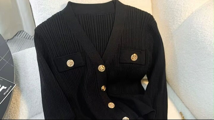 Women Tops Korean Fashion Knitted Black White BiliBili