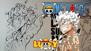 menggambar luffy gear 5 one Piece