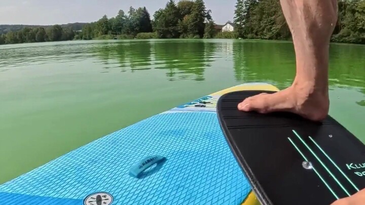 Practicing the dockstop landing on a SUP instead of the dock | Pumpfoil | 无动力水翼板