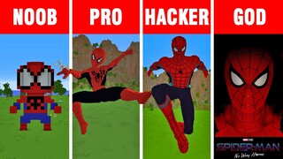 Minecraft NOOB vs PRO vs HACKER vs GOD: SPIDER-MAN STATUE HOUSE BUILD CHALLENGE in Minecraft