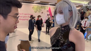 She shoved it down my throat while sitting on me [2B Makima Gojou Cosplay]