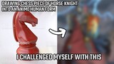 DRAWING CHESS PIECE OF HORSE KNIGHT INTO AN ANIME HUMAN FORM [DRAWING TIMELAPSE - NO COMMENTARY]