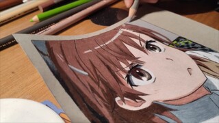 I want to be on fire... Misaka Mikoto hand-painted with colored pencils