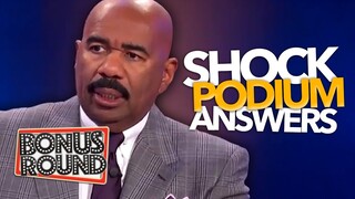 Steve Harvey Funny Reactions To Answers At The Podium On Family Feud