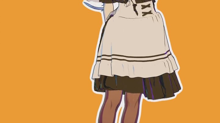 Cartoon rendering cloth simulation [Maid Keqing X Barbara] Genshin Impact Cute maid Keqing greets wi