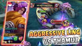 LING VS THAMUZ, AGGRESSIVE LING FASTHAND | LING GAMEPLAY | MLBB