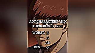 Aot Characters And Their Blood Type (Part 2) bloodtype aot fyp edit fypシ fypage viral anime animeed