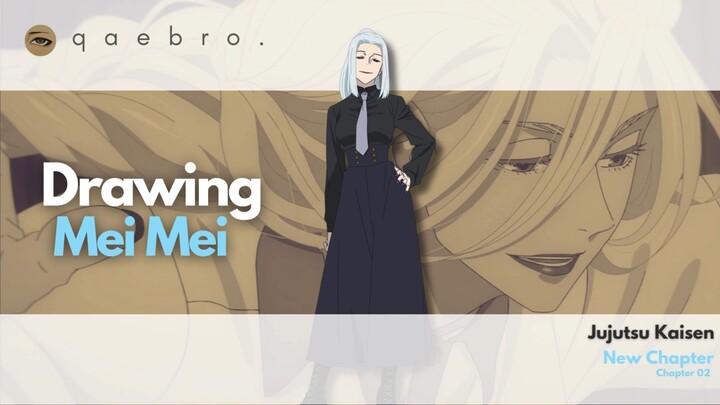 Menggambar digital Mei Mei Jujutsu Kaisen.