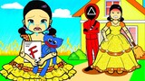 OMG! Don't Make SQUID GAME Doll Cry!😥 - Rich Squid Game VS Poor Rapunzel | DIY Paper Dolls & Cartoon