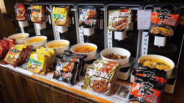 치즈 토핑 무료! 24시 무인 라면 편의점 / automated ramen machine! ramen store - korean street food