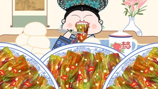 -Phim hoạt hình mukbang Hoàng gia trong cung điện của Ruyi｜Tiêu xanh da hổ tươi và cay của Daru~