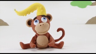 Funny monkey playing trumpet - BabyClay