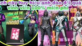 Free fire max| hướng dẫn cách làm sự kiện kiếm huy hiệu anh đào đổi đồ miễn phí - nhận quà từ TVC
