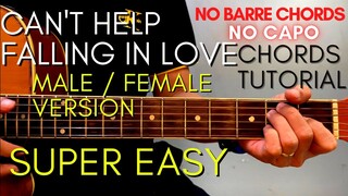 CAN'T HELP FALLING IN LOVE Chords MALE / FEMALE Version -  (EASY GUITAR TUTORIAL) for Acoustic Cover