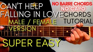 CAN'T HELP FALLING IN LOVE Chords MALE / FEMALE Version -  (EASY GUITAR TUTORIAL) for Acoustic Cover