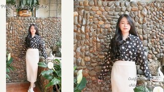 Outfit với hai chiếc chân váy đen dài