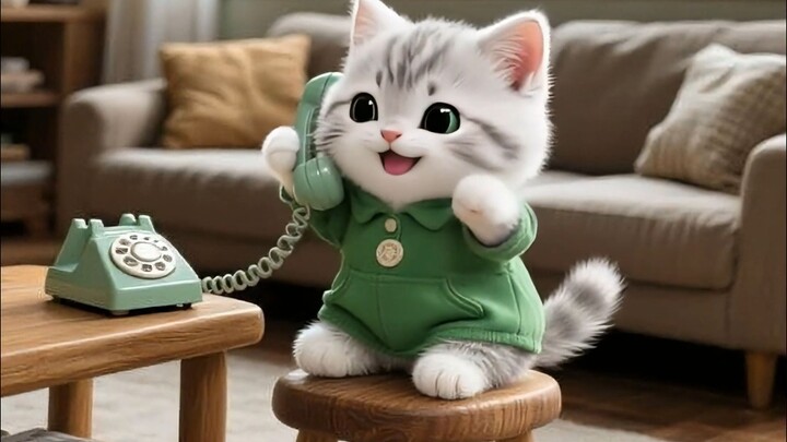 During summer vacation, the little cat goes out to find his dad, and father and son enjoy a brief ye