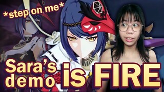 SARA Step on Me!!! Reacting to Character Demo "Kujou Sara: Thunderous Devotion" | Genshin Impact 2.1