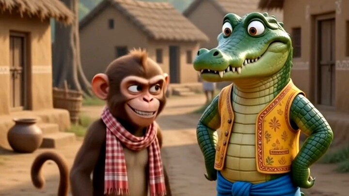 Monkey and crocodile 🐊,ki must comedy 😜