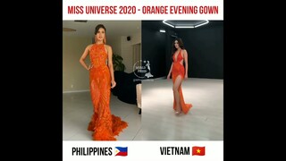Khánh Vân lộng lẫy váy cam cho Miss Universe 2020 Orange Evening Gown Rabiya Mateo