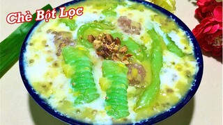 Chè Bột lọc Đậu Xanh Lá Dứa thơm ngon- Cách nhồi bột làm sợi bột khoai dẻo dai và tạo hình đẹp mắt