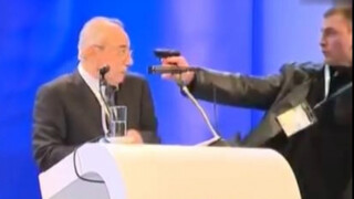 Video of the assassination attempt on a foreign political party leader in 2013. The assassin failed 