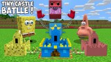 BOXY BOO TINY CASTLE vs SPONGEBOB and PATRICK TINY CASTLE! Smallest Castle Battle in Minecraft