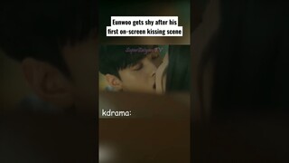 Eunwoo gets shy after a kissing scene #kpop #chaeunwoo #astro #shorts #eunwoo #kdrama #kpopidol