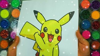 Pikachu Dễ Thương ✍ Vẽ Và Tô Màu Tranh Cát Nhân Vật Hoạt Hình Pokemon 🎨Học Màu Sắc | Heo Xinh