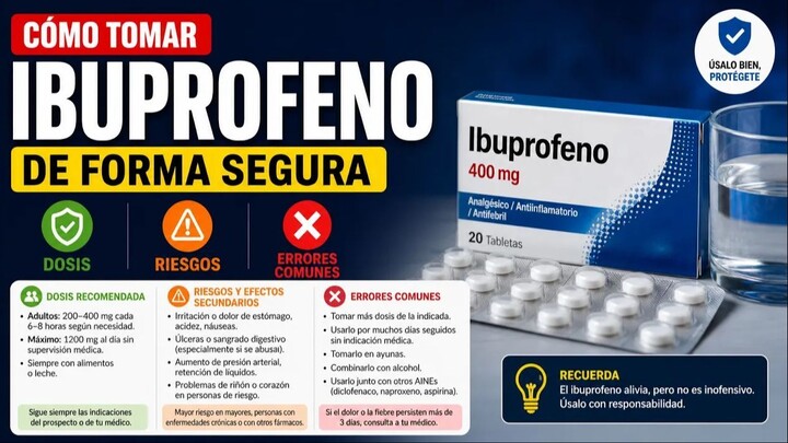 Cómo tomar ibuprofeno de forma segura: Dosis, riesgos y errores comunes.