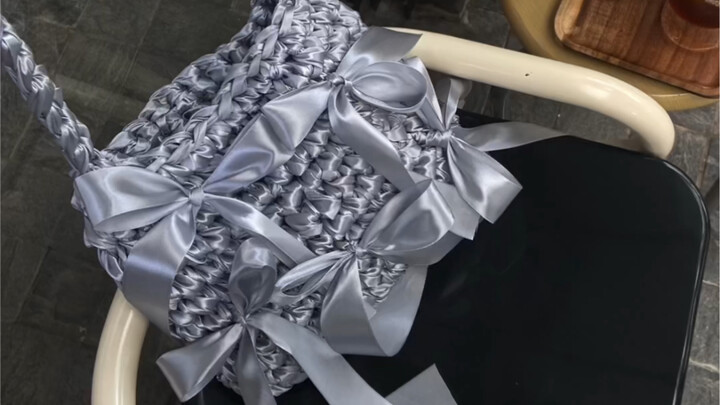 กระเป๋าถักสายริบบิ้นทำเอง