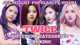 TWICE RANKING IN DIFFERENT CATEGORIES | LATEST 2020 (Age, Popularity, Height, Visual)