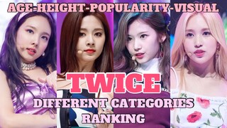 TWICE RANKING IN DIFFERENT CATEGORIES | LATEST 2020 (Age, Popularity, Height, Visual)