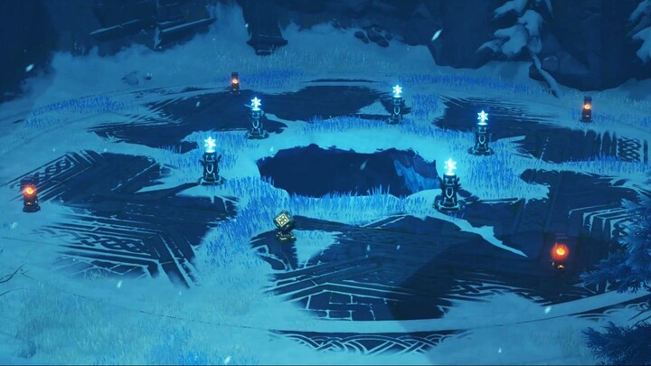 [Genshin Impact] Dragonspine scenery with Frozen song
