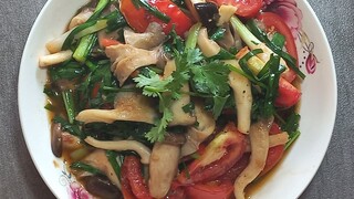 món chay nấm bào ngư sào hành đơn giản mà ngon