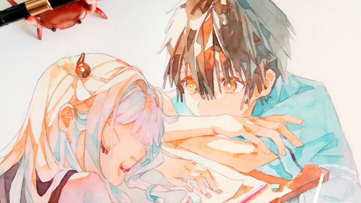 [Lukisan Tangan Cat Air] Hanako dan Nene harus bersama! [Liqi]
