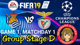 FIFA 19: UEFA Champions League | Real Sociedad 🇪🇸 VS 🇵🇹 SL Benfica (Group D)