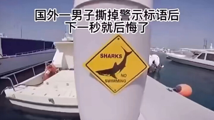 Một người đàn ông ở nước ngoài xé bỏ tấm biển cảnh báo, ngay giây sau đã hối hận