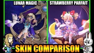 CHANG'E STRAWBERRY PARFAIT STARLIGHT SKIN EFFECTS VS. LUNAR MAGIC - MLBB SKIN COMPARISON SERIES