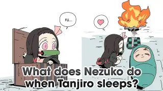 What does Nezuko do when Tanjiro sleeps?| Kimetsu no Yaiba! Funny Moments 鬼滅の刃 - 竈門 炭治郎 - 竈門禰豆子 かわいい