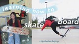 learning how to SKATEBOARD (+ tips, first drop-in, unboxing & set-up)