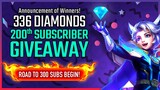 Announcement of Winner for 200 Subscriber Diamond Giveaway! ROAD TO 300 SUBSCRIBERS! Mobile Legends