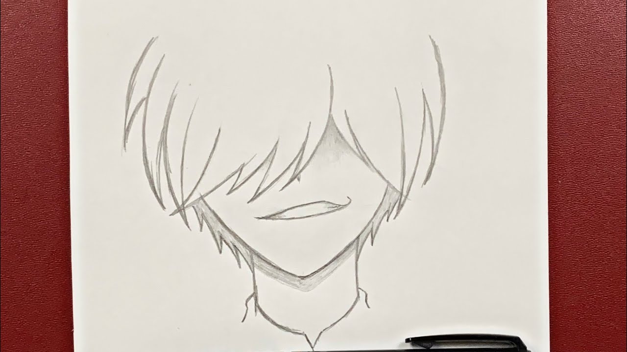 Easy anime drawing | how to draw a boy with evil smile step-by-step -  Bilibili