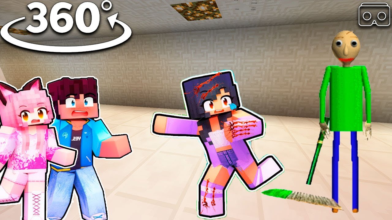 Aphmau saving friends from BALDIS BASICS in Minecraft 360° - BiliBili