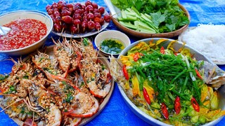 Tai Tượng Hấp Bông Bí, Tôm Nướng Mỡ Hành | MTQH