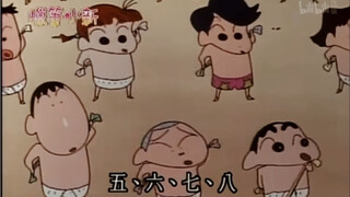 "Pengeditan adegan terkenal Crayon Shin-chan" Saat semua orang sedang melakukan latihan menyeka pung