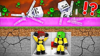 JJ and Mikey Hide From a POISON Inside a BUNKER in Minecraft - Maizen Nico Cash Smirky Cloudy
