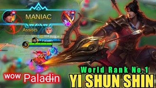 Yi Shun Shin Revamped Full Gameplay ʷᵒʷ Palad̶i̶n | World Rank No1 | Mobile legends Bang Bang