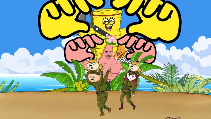 SpongeBob and Patrick are beating up the day