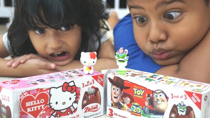 Unboxing Toy Story and Hello Kitty Egg Surprise